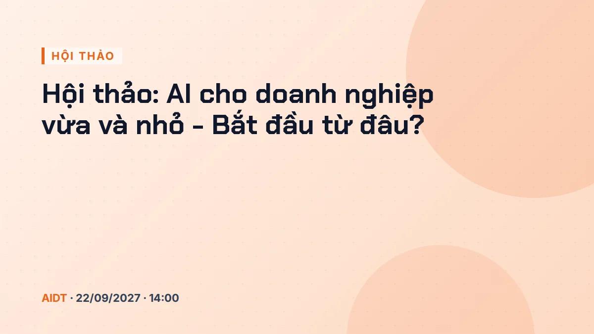 Seminar: AI for Small and Medium Enterprises - Where to Start?